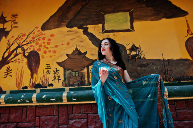 Red Blue Saree